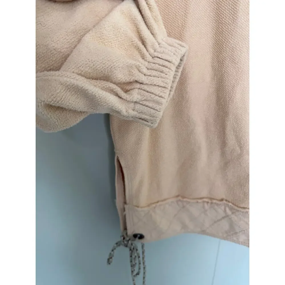 PILCRO x ANTHROPOLOGIE Button-Front Cotton Shacket in Light Sand